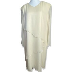 ⭐️VINTAGE Holly Harp for Bergdorf Goodman Silk Chiffon 70s Tiered Shift Dress